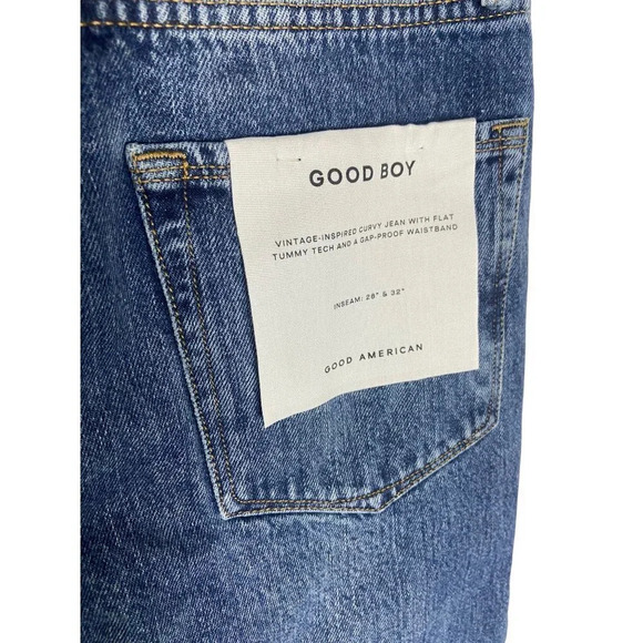 NWT Good American Good Boy Side Frayed Straight Leg Jeans-sz 25 - Picture 9 of 10